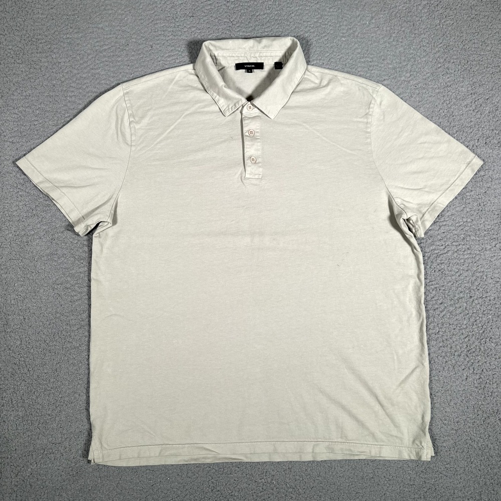 Vince Shirt XL Beige 100% Cotton‎ Polo Casual Preppy Golf Made in USA 3 Button